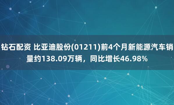钻石配资 比亚迪股份(01211)前4个月新能源汽车销量约138.09万辆，同比增长46.98%