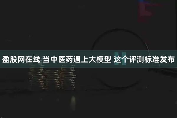 盈股网在线 当中医药遇上大模型 这个评测标准发布